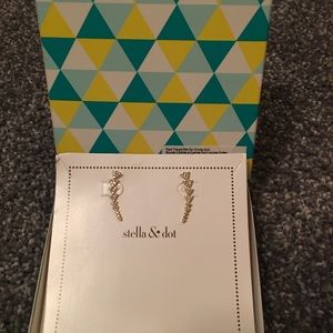 Stella & Dot-Gold Pave Triangle Path Ear Climbers